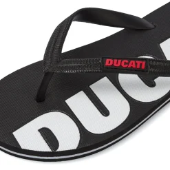 Ciabatte Infradito nere e rosse da Uomo con cinturino logato Ducati