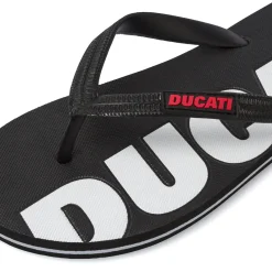 Ciabatte infradito nere Uomo con logo bianco e dettagli rossi Ducati