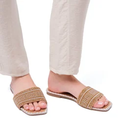 Ciabattine Flat bianche da Donna con decorazione Perline Lora Ferres