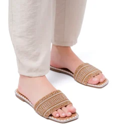 Ciabattine Flat bianche da Donna con decorazione Perline Lora Ferres