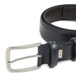Cintura da Uomo Blu in Pelle con Fibbia in Metallo Navigare