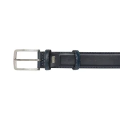 Cintura da Uomo Blu in Pelle con Fibbia in Metallo Navigare