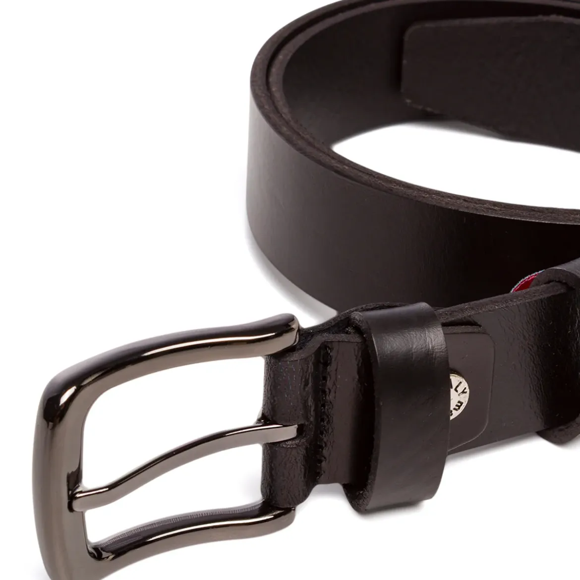 Cintura da Uomo Nera in Pelle con Fibbia Gunmetal Navigare