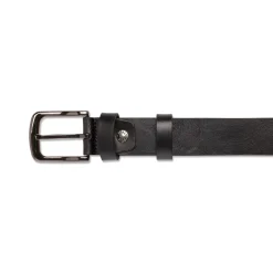 Cintura da Uomo Nera in Pelle con Fibbia Gunmetal Navigare