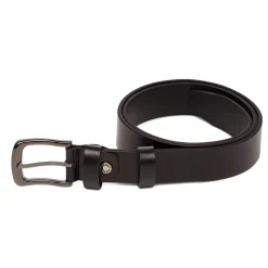 Cintura da Uomo Nera in Pelle con Fibbia Gunmetal Navigare