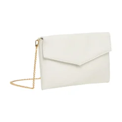 Clutch Bianca da Donna con tracolla a catena oro Lora Ferres