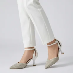 Décolleté da donna bianche con strass e tacco 7,5 cm Lora Ferres