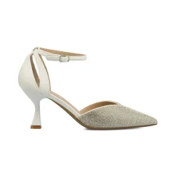 Décolleté da donna bianche con strass e tacco 7,5 cm Lora Ferres