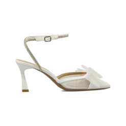 Décolleté da donna bianche Swish Jeans con inserti in rete e strass