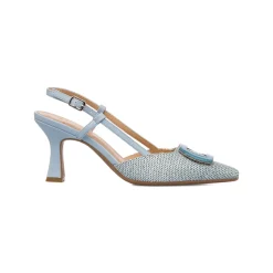 Décolleté slingback azzurre effetto rafia da Donna con fibbia e tacco 7,5 cm Swish Jeans