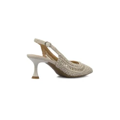 Décolleté slingback bianco off-white Donna con tacco 6 cm Lora Ferres