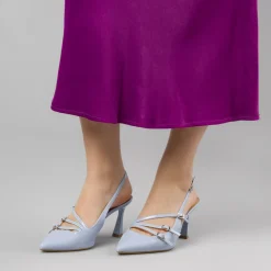 Décolleté slingback da donna azzurro lucido con tacco 8 cm Swish Jeans