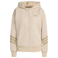 Felpa beige da Donna con cappuccio e iconiche 3 strisce adidas