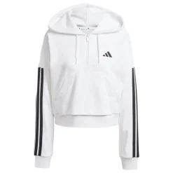 Felpa bianca da Donna con cappuccio e mezza zip adidas Essentials