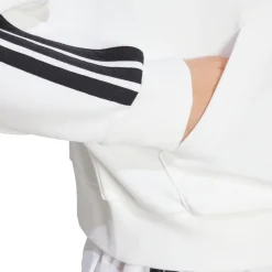 Felpa bianca da Donna con cappuccio e mezza zip adidas Essentials