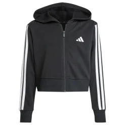 Felpa con zip e cappuccio nera da Ragazza con bande laterali adidas