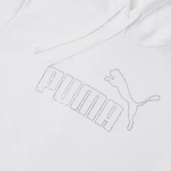 Felpa da Donna Bianca con cappuccio logo frontale in strass Puma