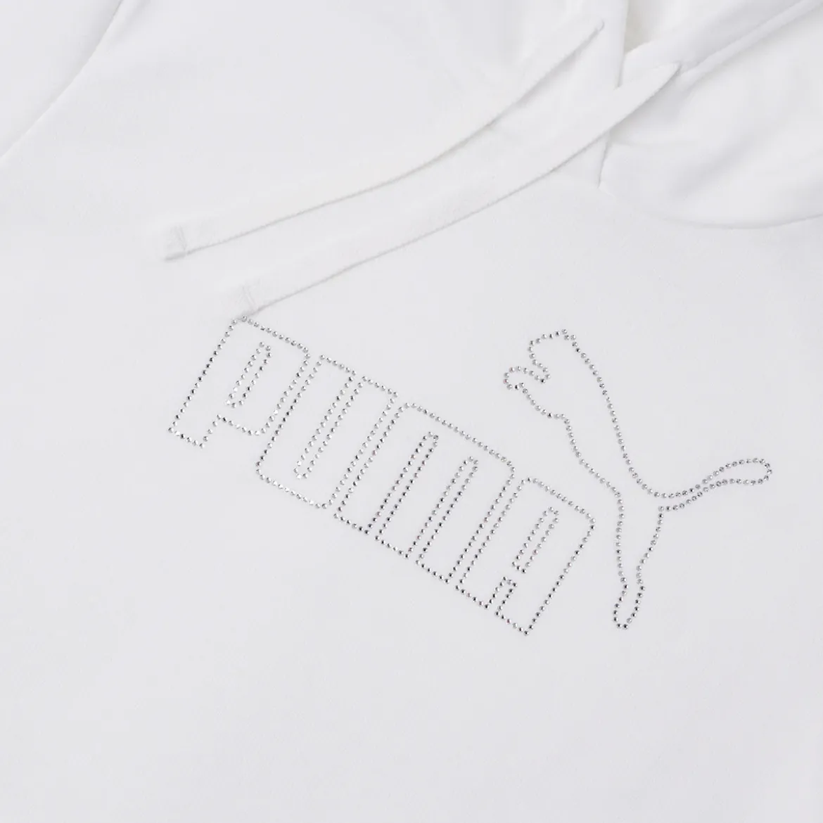 Felpa da Donna Bianca con cappuccio logo frontale in strass Puma