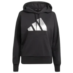 Felpa nera da donna con cappuccio e logo adidas