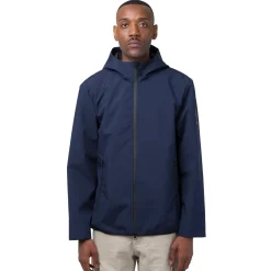 Giacca a vento da uomo Blu impermeabile con cappuccio e tasche Tonino Lamborghini