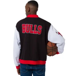 Giacca Bomber da Uomo rossa bianca e nera con ricami Chicago Bulls NBA