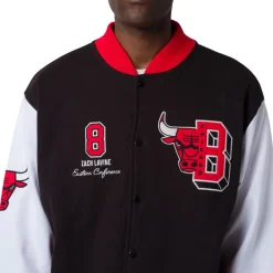Giacca Bomber da Uomo rossa bianca e nera con ricami Chicago Bulls NBA
