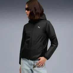 Giacca nera con cappuccio da Donna e logo Puma