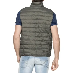 Gilet trapuntato da Uomo verde khaki con chiusura zip Carrera Jeans