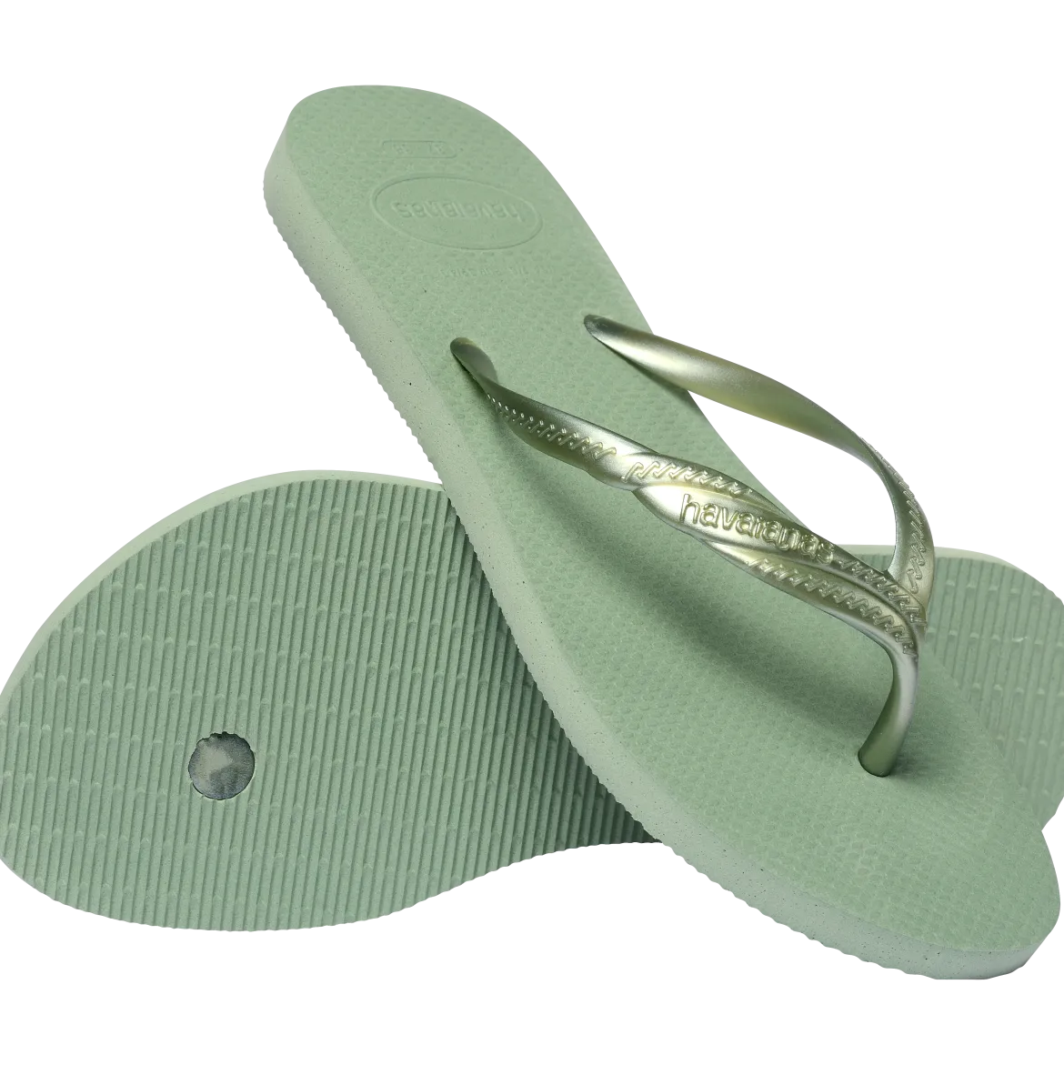 Infradito da Donna verde salvia con fascette metallizzate Havaianas