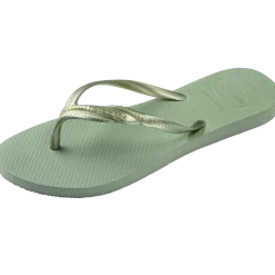 Infradito da Donna verde salvia con fascette metallizzate Havaianas