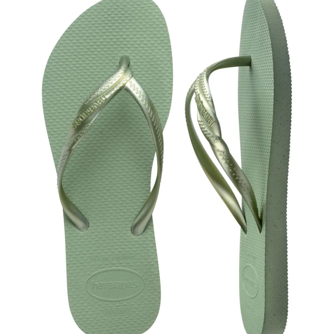 Infradito da Donna verde salvia con fascette metallizzate Havaianas