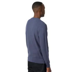 Maglione girocollo da uomo blu denim con tramatura nido d’ape Navy Sail