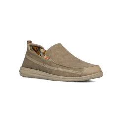 Mocassini Beige da Uomo in tessuto con inserti cuciti Glams