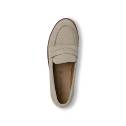 Mocassini Beige Donna effetto scamosciato con tacco Primopiano