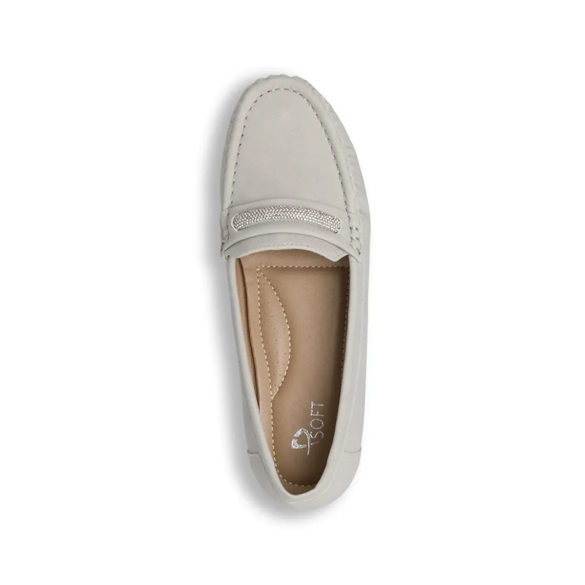 Mocassini comfort da donna grigi con fascia di strass P Soft