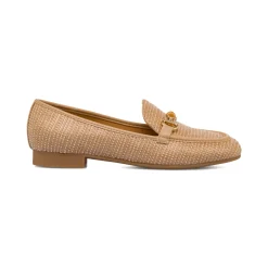 Mocassini da donna beige comodi e flessibili in rafia con morsetto P Smart