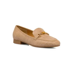 Mocassini da donna beige comodi e flessibili in rafia con morsetto P Smart