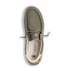 Mocassini d Uomo in tessuto verde militare con soletta in pelle Lumberjack