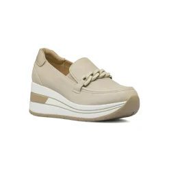 Mocassini Slip-on Beige da Donna effetto scamosciato con catena Lora Ferres