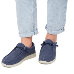 Mocassini Slip-on Blu navy in tessuto effetto Jeans da Uomo Jog