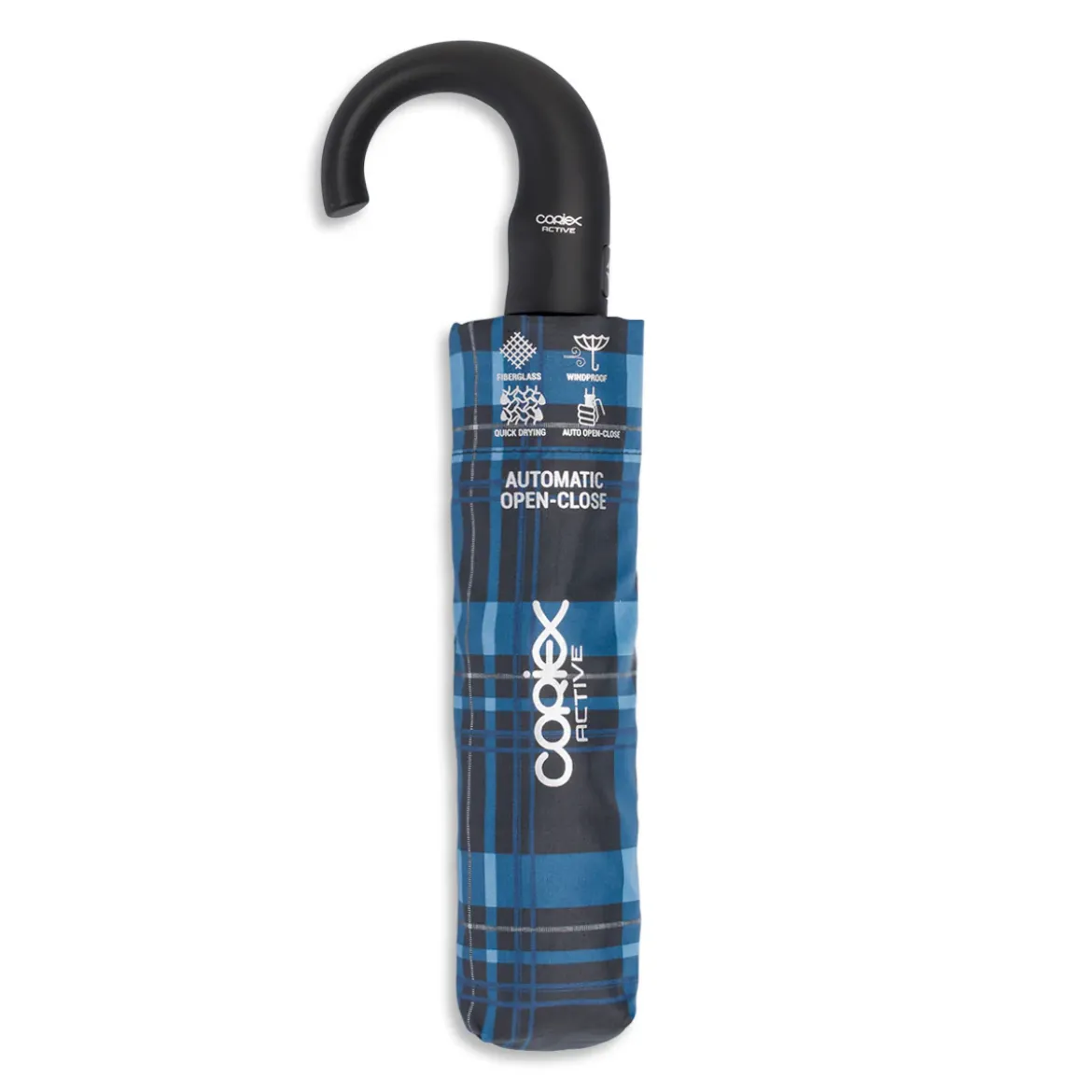 Ombrello automatico blu a quadri Unisex Coriex Active