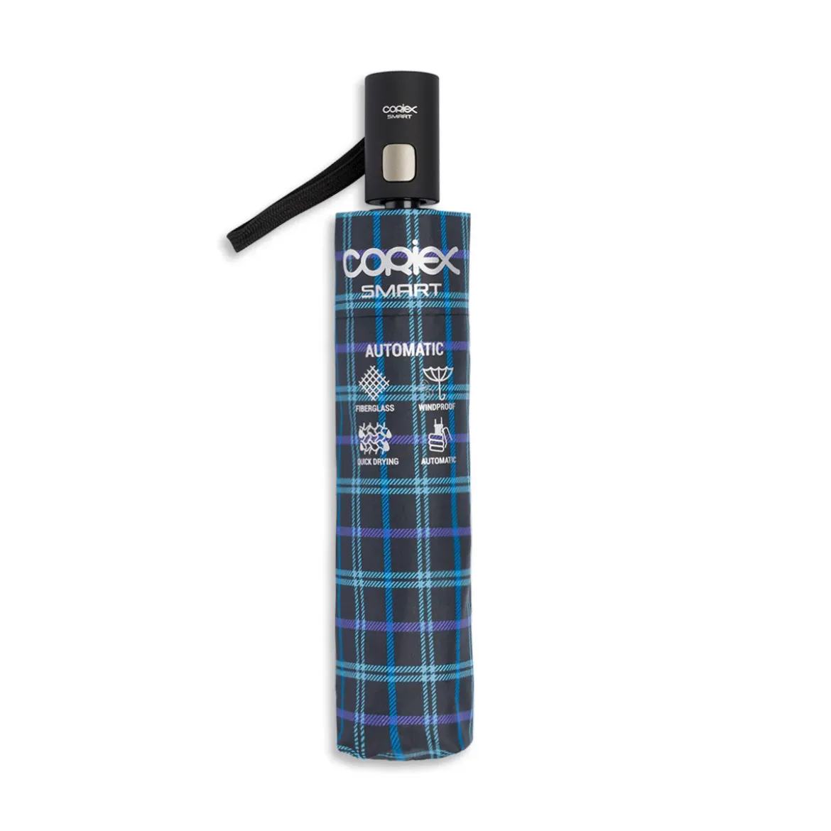 Ombrello automatico blu e nero Unisex Coriex Smart
