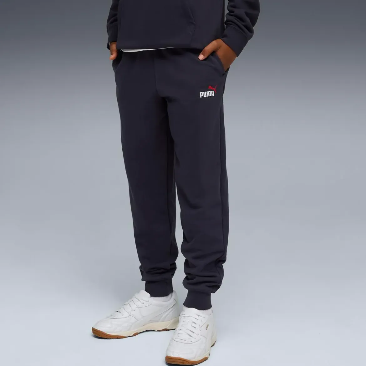 Pantaloni da bambino e ragazzo blu Puma con logo