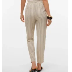 Pantaloni leggeri casual beige da Donna a righe Vero Moda