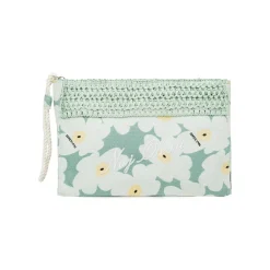 Pochette azzurra Donna con stampa fiori e dettaglio rafia Naj Oleari