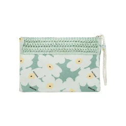 Pochette azzurra Donna con stampa fiori e dettaglio rafia Naj Oleari
