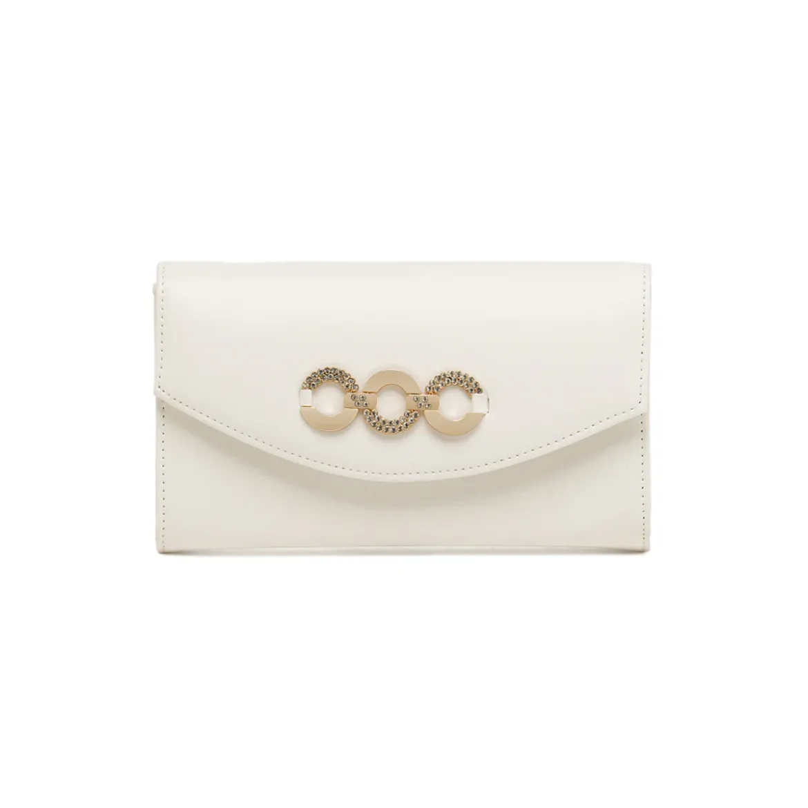 Pochette Bianca da Donna con fibbia gioiello e tracolla Lora Ferres