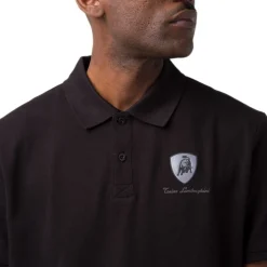 Polo nera da uomo con dettagli grigi e logo Tonino Lamborghini