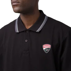 Polo nera da Uomo in cotone con logo Ducati Corse