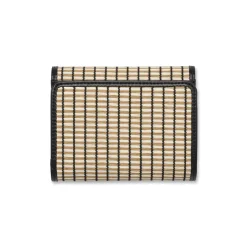Portafoglio da Donna a righe effetto paglia nero e beige Lora Ferres